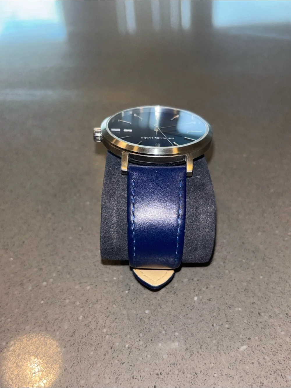 Michael Kors Blue watch - Leather Strap with Silver Case